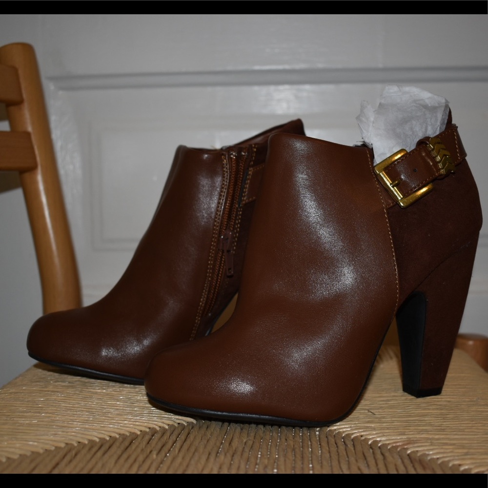 Brown Leather & Suede Booties